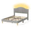 Structure de lit double tapissier en mélange de lin pleine grandeur avec lumière DEL et tête de lit réglable en hauteur, aucun sommier nécessaire-1220794989-1220794979