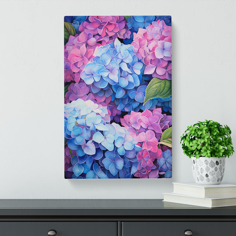 Hydrangea Tachisme No.2 - No Frame Print, 50cm H x 35cm W x 3cm D