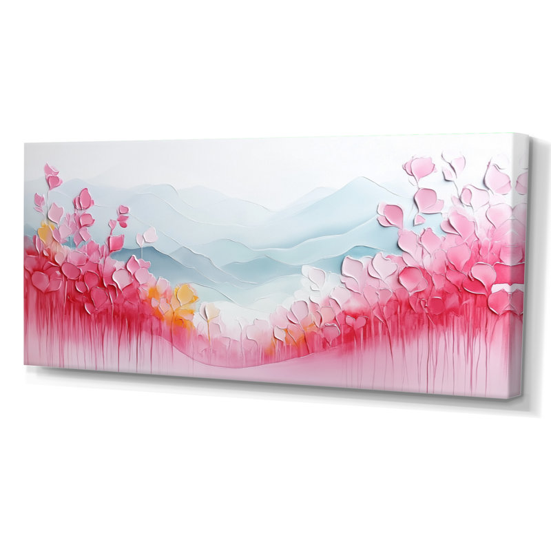 «Pinke White Spring Mon monochrome Drift Hills II», art mural encadré, impressions sur toile rustiques, H 12 po x l 20 po