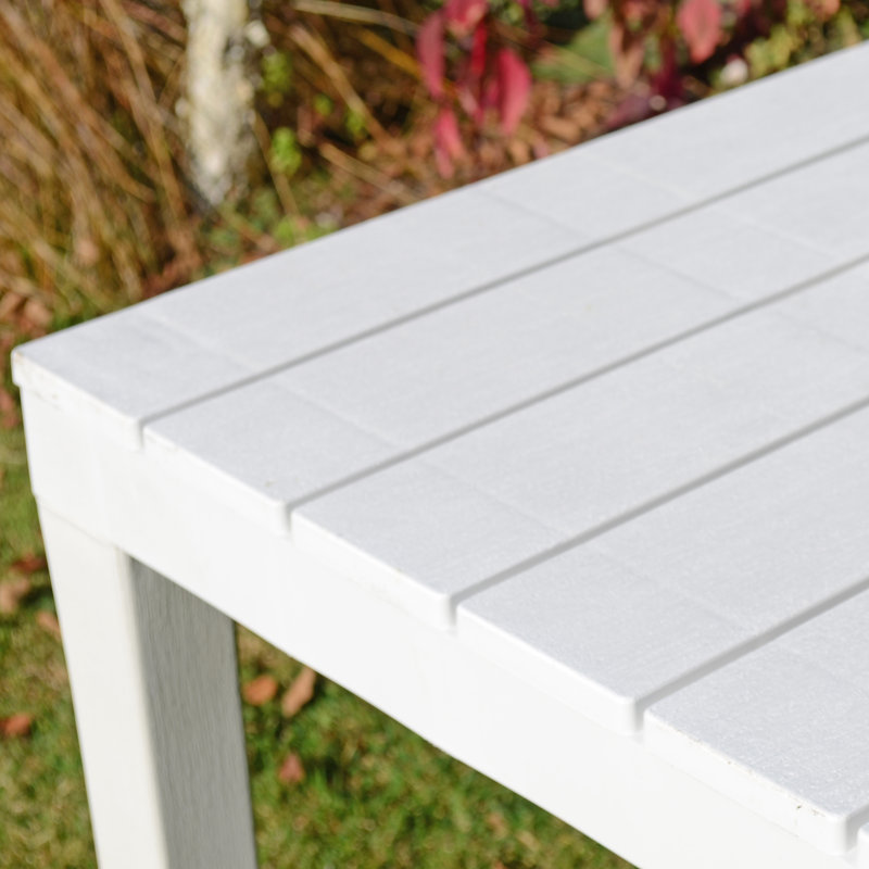 Roann Rectangular Table with 4 Bench Garden Set, White