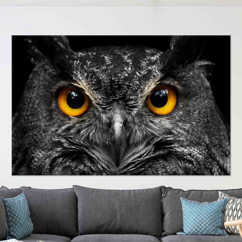 Owl Art on Canvas Perfect for Farmhouse Aesthetic with 3D Animal Visuals Makes an Ideal Home Gift, 40 cm H x 60 cm W