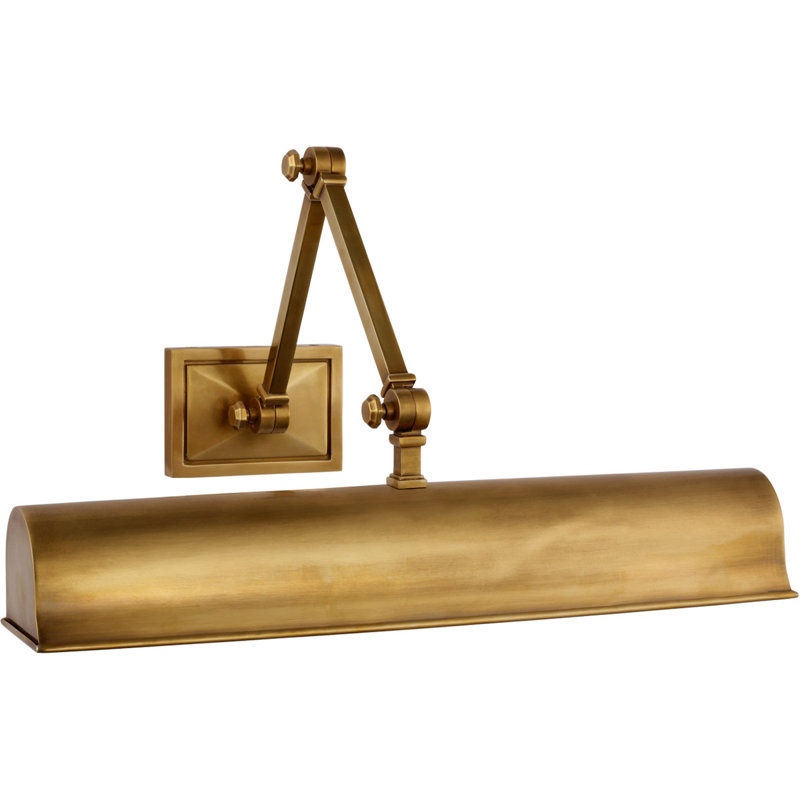 Alexa Hampton Jane Double Library Light, Hand-Rubbed Antique Brass, 9.75" H x 18.5" W x 17.25" D
