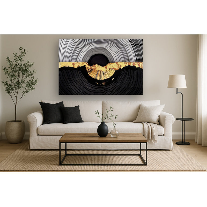 Art mural abstrait en verre trempé sans cadre - 40 po x 60 po