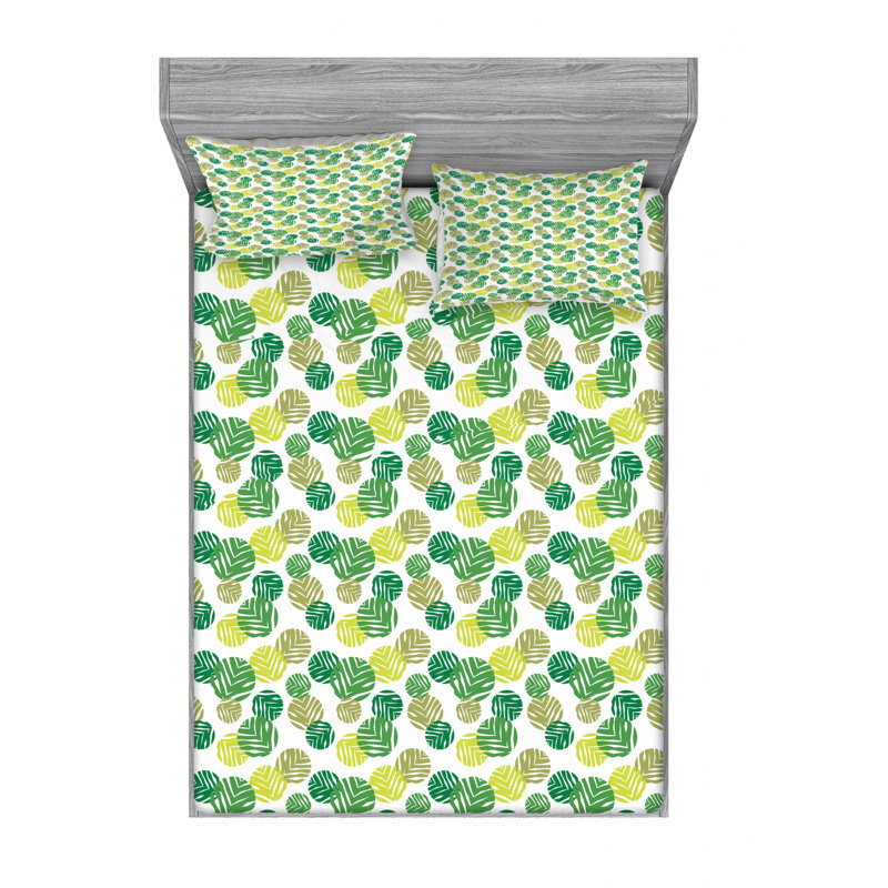 Rowan Microfiber Floral Sheet Set, Green/Ivory Floral, Queen Sheet Set + Fitted Sheet + 2 Pillowcases