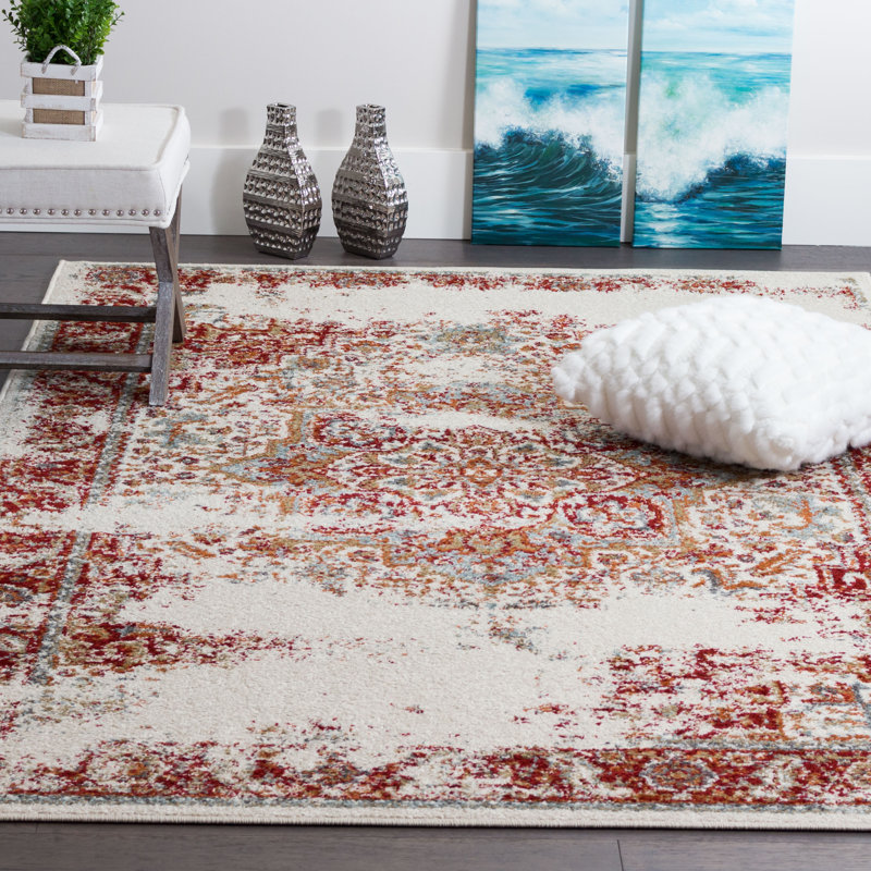 Tapis oriental rouge / beige Talamantes, Rectangle 3 pi 3 po x 4 pi 11 po