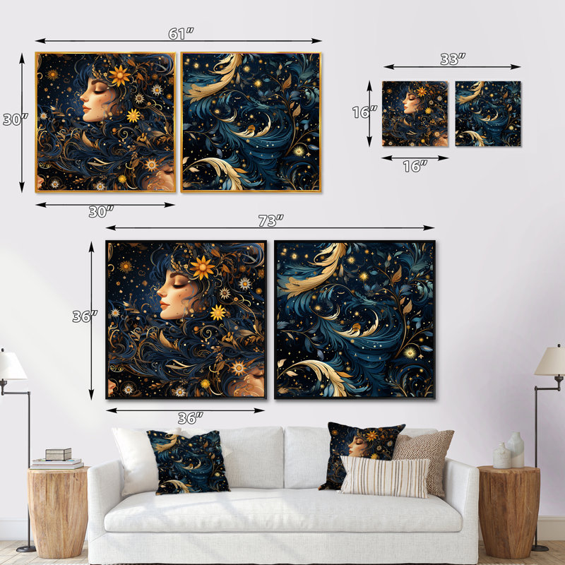 Seabrook - Ensemble de 2 collages carrés abstraits, Cadre flottant noir, H 16 po x l 33 po