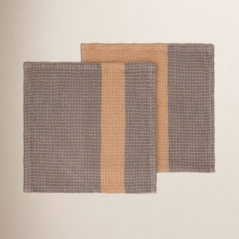 Ensemble de serviettes en coton biologique Gano, Gris acier / brun clair