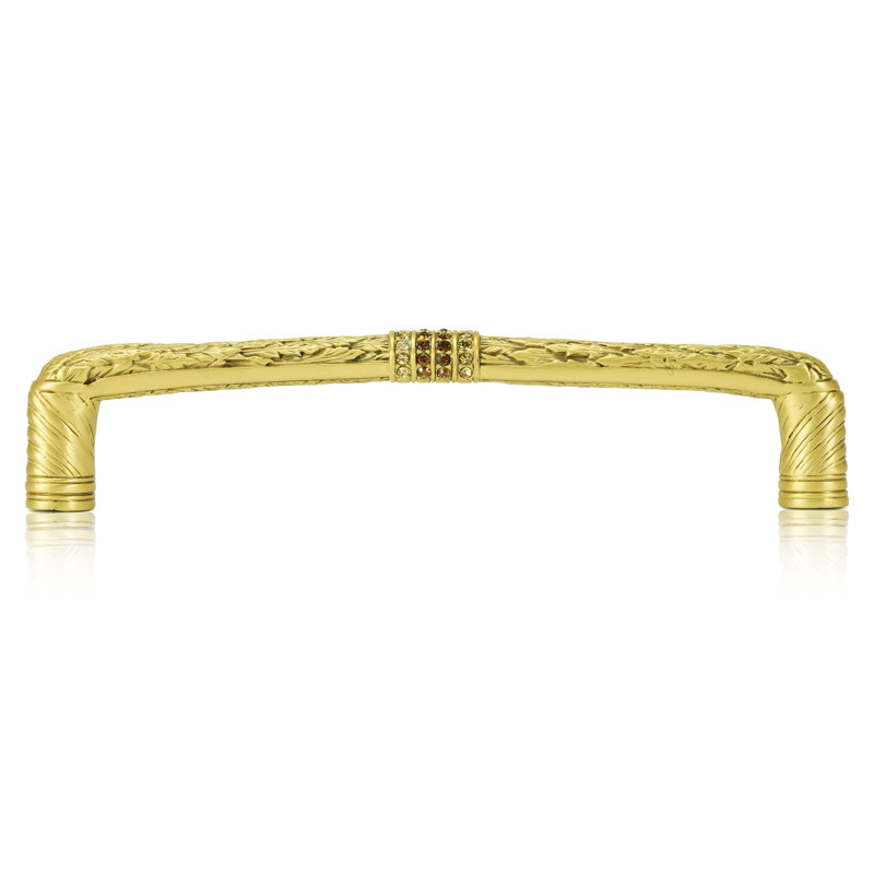 5” C TO C NANTUCKET JEWEL PULL; SMOKE & LT. COLORADO CRYSTAL MUSEUM GOLD FINISH