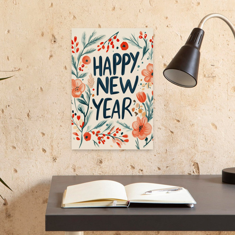 New Year Blossoms Abstract Contemporary Winter Flower Wall Art Print, 45.72cm H x 30.48cm W