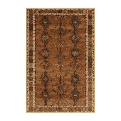 Machine Washable Art Deco Brown Area Rug