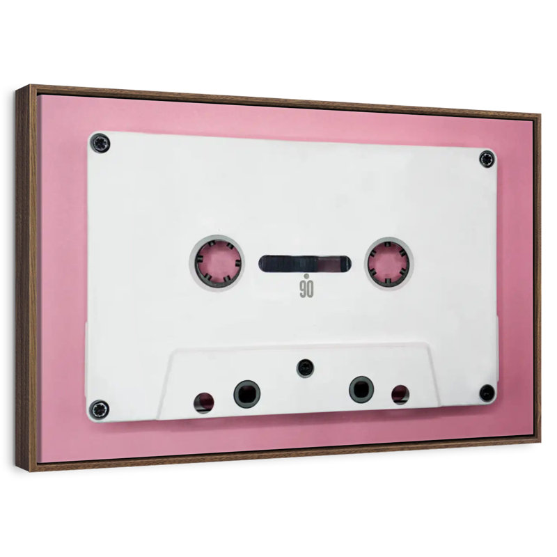 Cassette blanche, 25 po x 17 po, Cadre flottant noyer