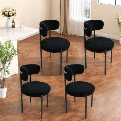 Ensemble de 4 chaises de salle à manger modernes, structure en bois et métal, cuisine compacte