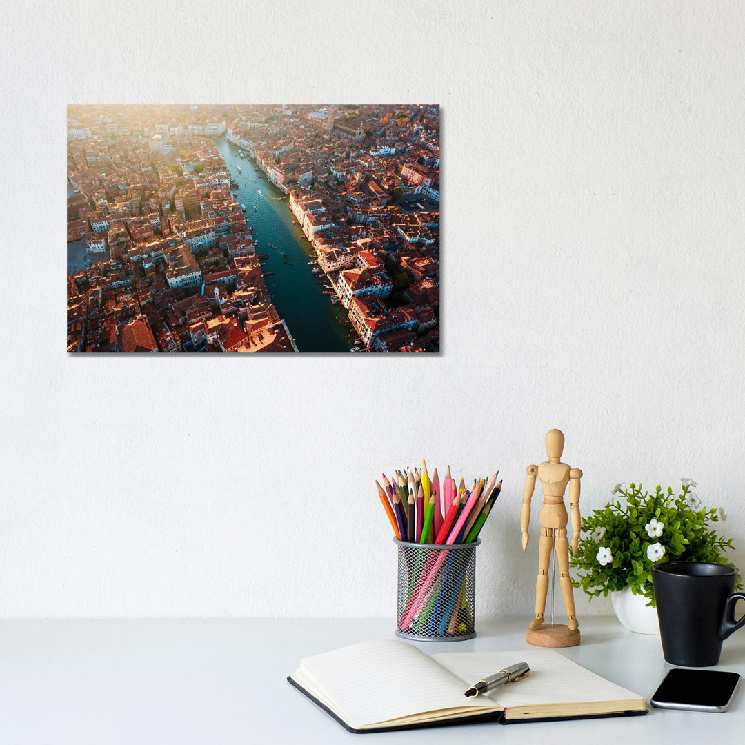 Aerial Sunset Over The Grand Canal, Venice, Italy by Matteo Colombo - Gallery-Wrapped Canvas Giclée on Canvas