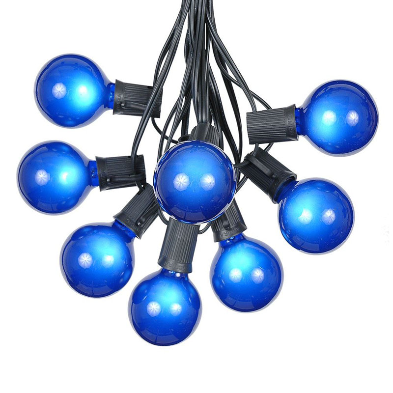 Outdoor 100 - Bulb 100'' Plug-in Globe String Light, Blue, Brown