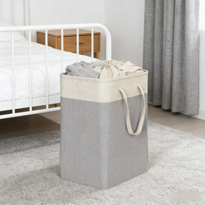 Large Capacity Foldable Fabric Laundry Hamper With Drawstring Top And Long Handles - Versatile Storage Bin For Home, Office, Or Dorm Use