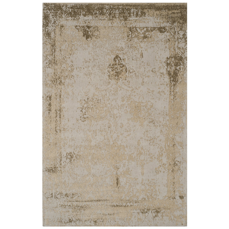 Lyniya Oriental Cotton Dark Brown Area Rug, Rectangle 6' x 9'