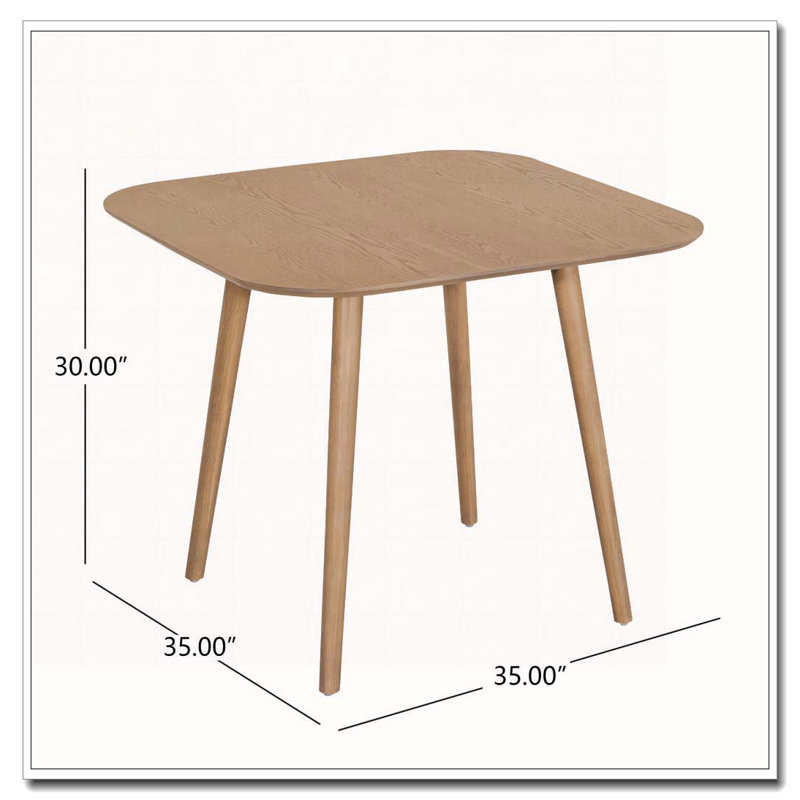 Table de salle à manger carrée en bois, Clair naturel