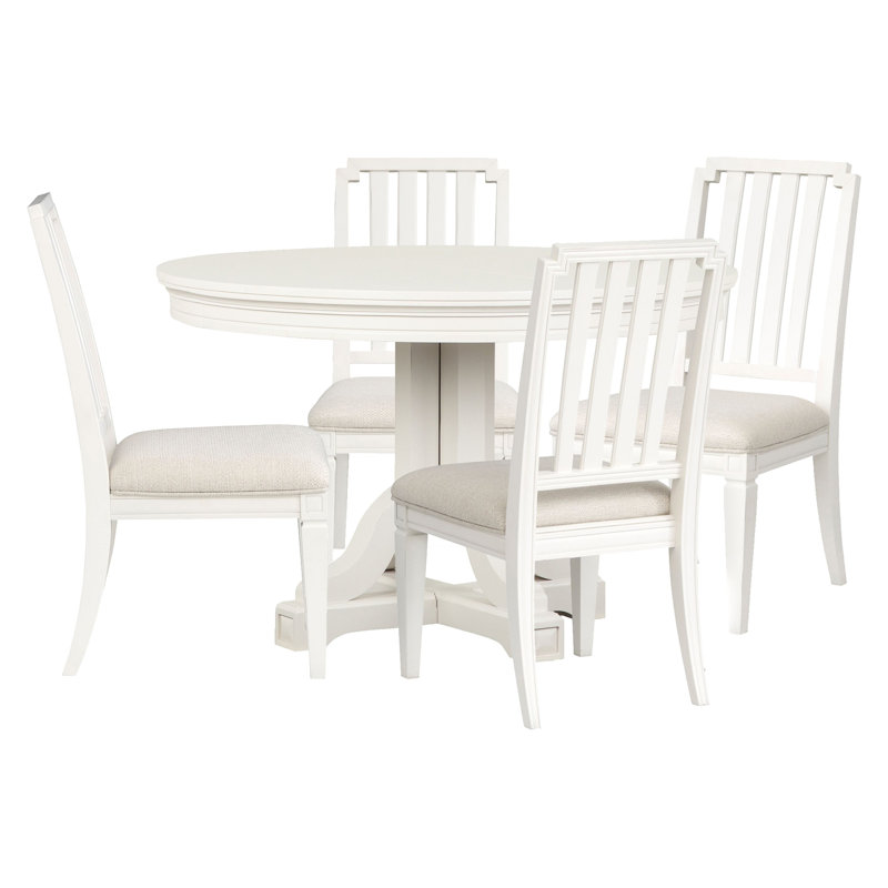 Table de salle à manger extensible ronde 48 po avec 4 chaises d'appoint, 5 pièces: table, 4 chaises