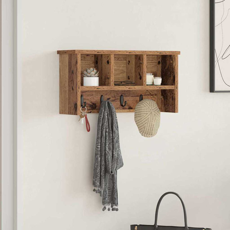 Wall-Mounted Coat Rack 50 X 16 X 26 Cm Engineered Wood, Old Wood