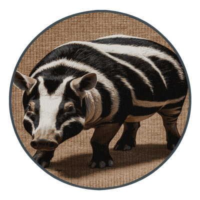 Washable Tapir Wildlife Area Rug