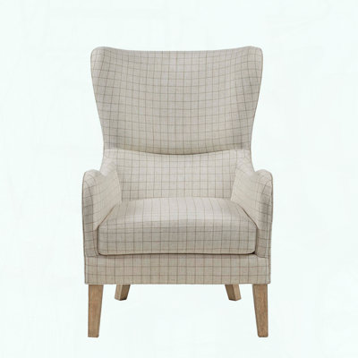 Fauteuil à oreilles Ari Swoop - Accoudoir rond - Passepoil - Coussin lâche - Biscuit récupéré