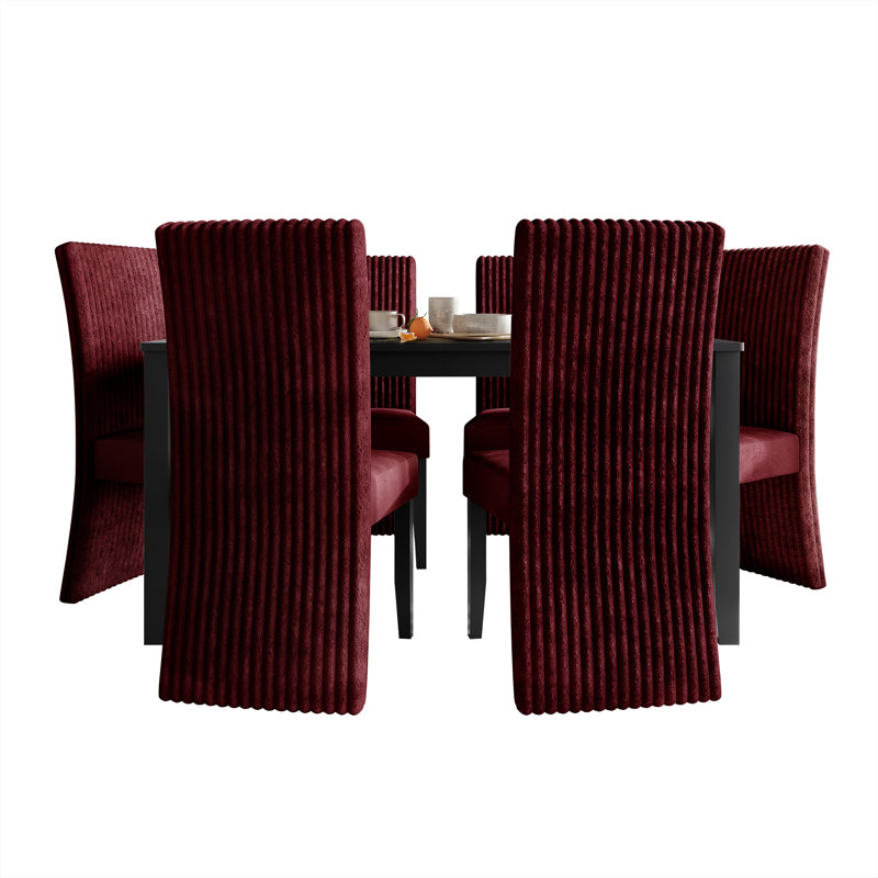 Ensemble de salle à manger 7 pièces avec table de salle à manger L 59 po, Rouge, 7 pièces : table, 6 chaises