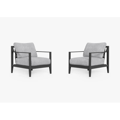 Charcoal Aluminum Outdoor Armchair Conversation Set, Pacific Fog Grey