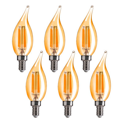 B11 Dimmable LED Candelabra Bulbs,4W (40W Equivalent), 330LM, 2200K Soft White, E26 Base, Amber Bulbs