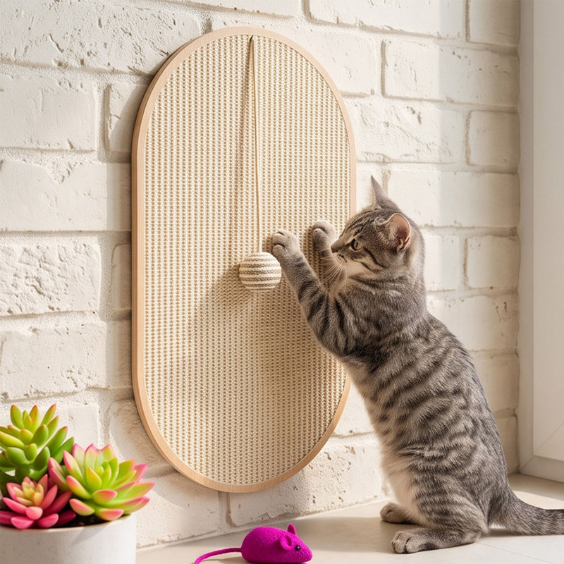 P lastic ground plug decorations Sisal Scratching Mat Heavy Duty Sofa Protector Multifunctional Claw Scratcher Wall Mounted Scratch Pad Furniture Guard Toy For Indoor Purring Companions