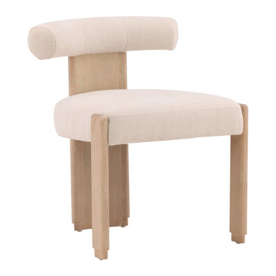 Gwyneth Rubberwood Upholstered Dining Chair, Cream