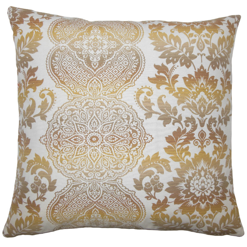 Xhaiden Square Pillow Cover & Insert, Limestone Damask