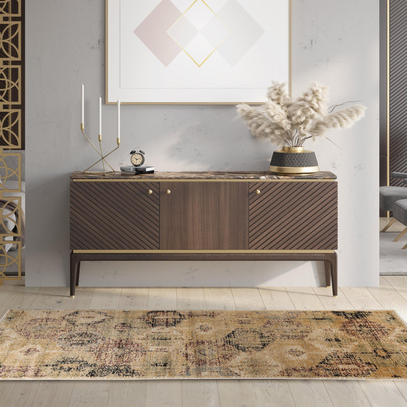Tapis de couloir abstrait 100% polypropylène Albata, Tapis de couloir 2 pi 7 po x 8 pi