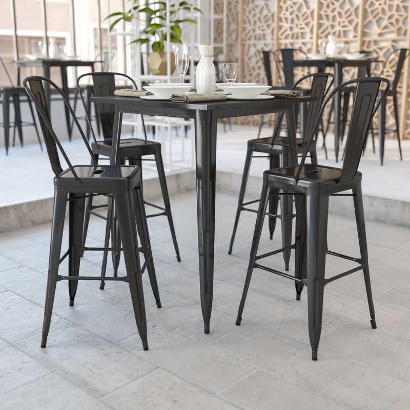 Table carrée intérieure / extérieure Angeleca, Noir, l 33,25 po x L 33,25 po x H 40,75 po