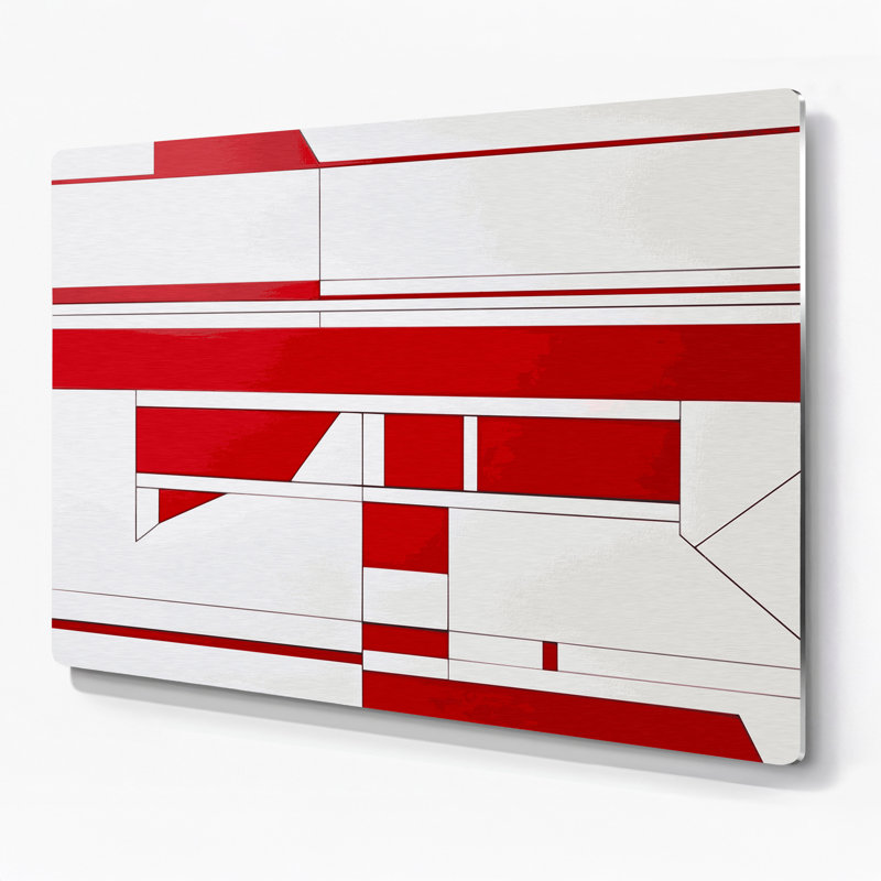Hard Edge 51, art mural gris en métal, H 20 po x l 30 po