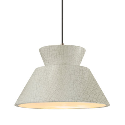 Radiance - Luminaire suspendu 1 lumière trapézoïdal - Craquelé blanc - Bronze foncé - l 14 po x H 8,5 po - DEL dédiée