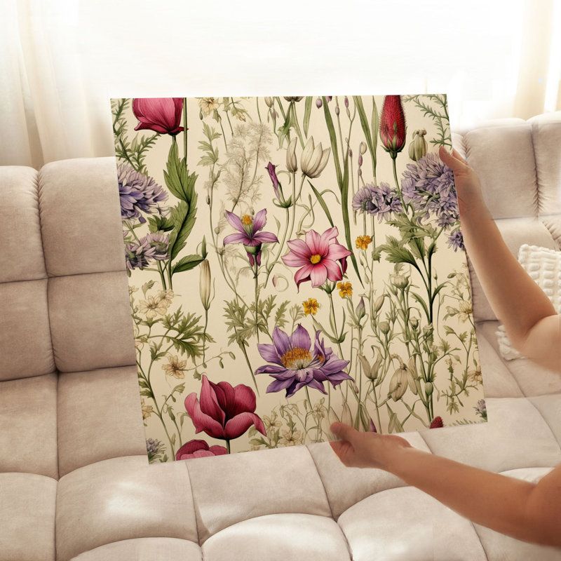 «Botanical Wildflowers Pattern V Cottage», reproduction d'art non encadrée