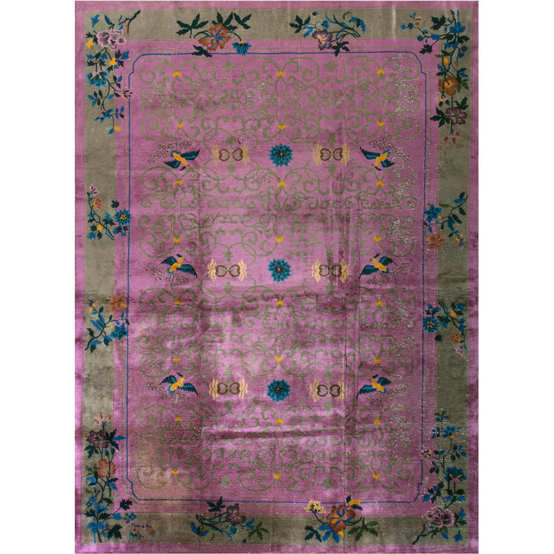 Antique Chinese - Art Deco Room Size Wool Purple Rug