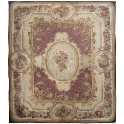 One-of-a-Kind 13'6" X 16' Before 1900 Wool Area Rug in