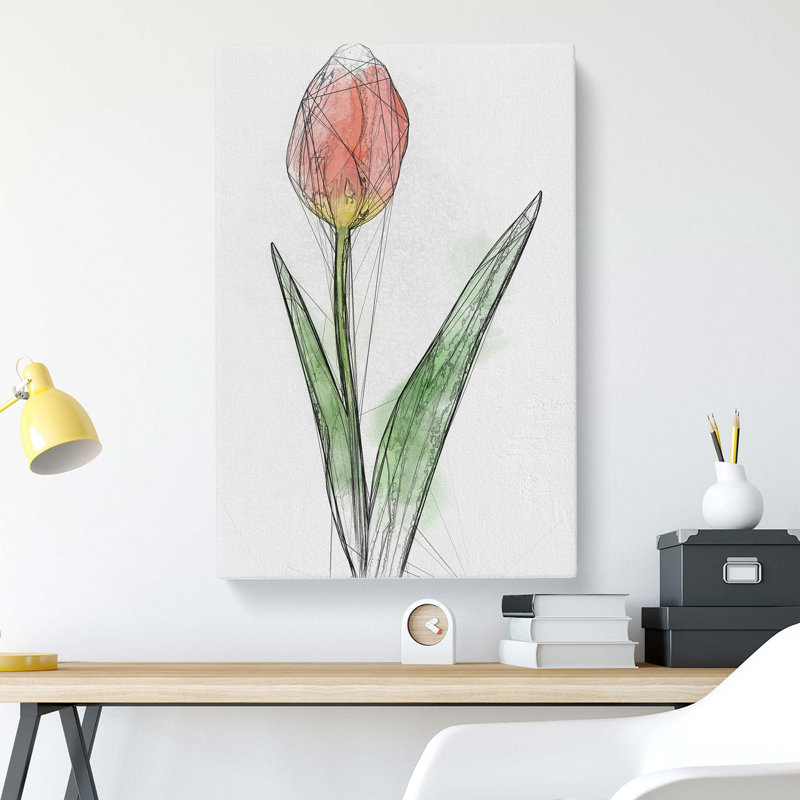 Orange And Yellow Tulip Flower In Abstract - Wrapped Canvas Print, 91cm H x 60cm W x 3cm D