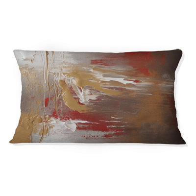Cardinal Sin Retro Delight Abstract Red & Gold IV - Coussin décoratif avec peinture abstraite