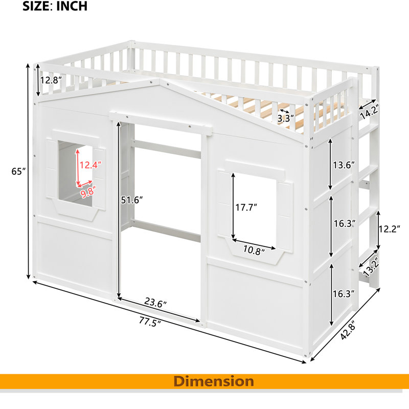 Lit mezzanine simple avec échelle, Blanc