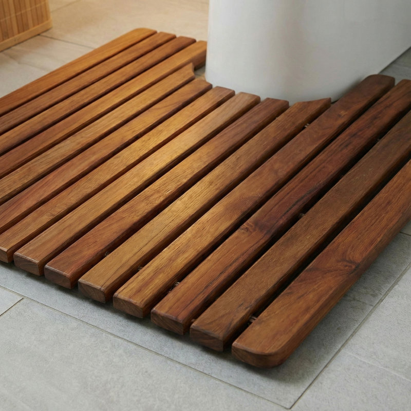 Tapis antidérapant en bois de teck Michaela