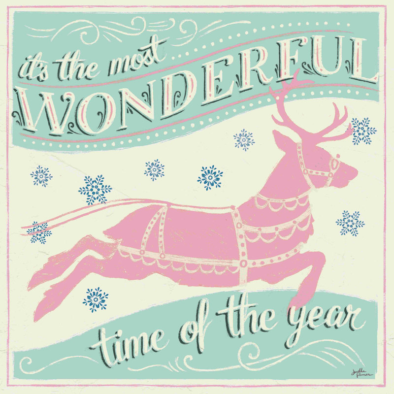 «Merry Little Christmas IV Vintage» par Janelle Penner, art textuel sur toile tendue, H 30 po x l 30 po, Cadre doré simple