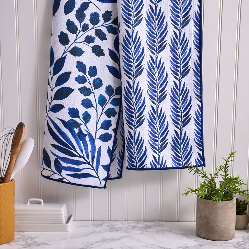  Washed Waffle Dishtowel Set/2, Dusty Blue