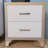 White 3-piece Set, Dressing Table And Two Bedside Tables With Metal Handles And Mirror Decoration, Elegant And Subtle