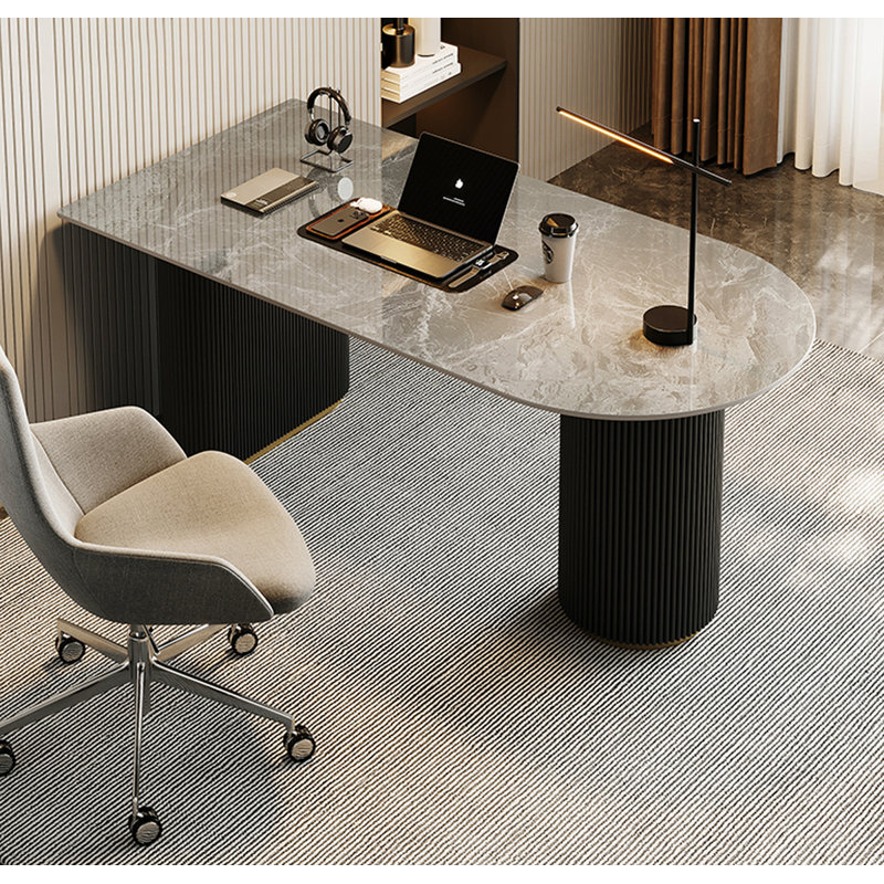 Light Luxury Sintered Stone Desktop Desk, 29.53" H x 55.12" W x 31.5" D