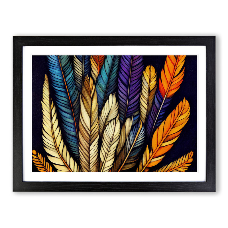 Unreal Bird Feathers - Framed Print, Black Framed, 25cm H x 34cm W x 2cm D