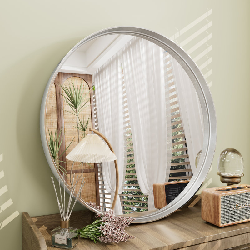Miroir mural Aevar, 24 po x 24 po, Argent brossé