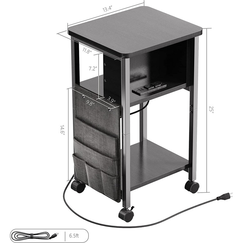 Raeyan End Table and Built-In Outlets