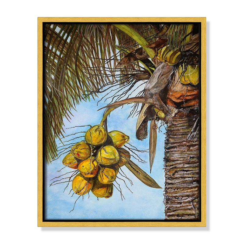 Palmier Coco par Mike Ragan pour , H 15,5 po x l 12,5 po, Doré